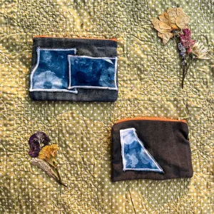 Cyanotype Patches on Denim Pouches