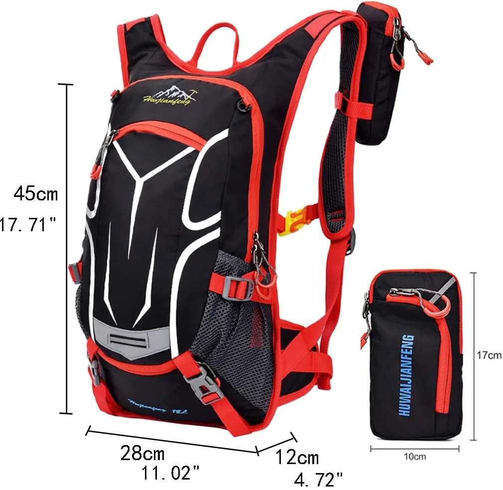 Cycling Backpack Mountain Bike Rucksack for Men Women Travel Outdoor Sports Motorcycle Bicycle Riding Nylon Daypack Handbag, Black Red