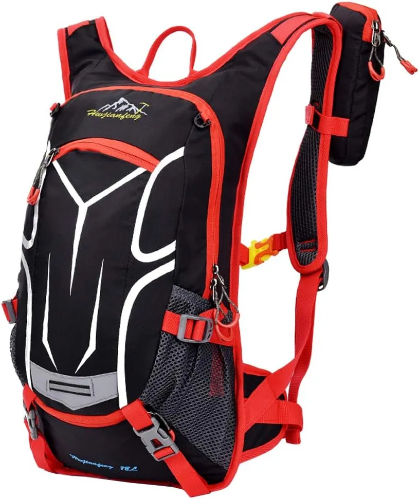 Cycling Backpack Mountain Bike Rucksack for Men Women Travel Outdoor Sports Motorcycle Bicycle Riding Nylon Daypack Handbag, Black Red