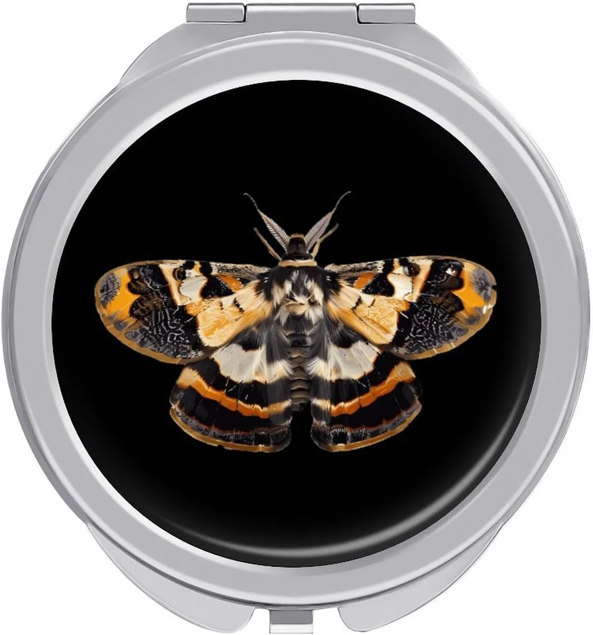 Dark Academia Insects Moth Custom Travel Makeup Mirror 2-Sided Round Mirror Portable for Women Handbag Purse Pocket