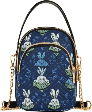 Dark Blue Mystery Rabbits trendy crossbody bags for women with multi pockets womens handbags for mothers day