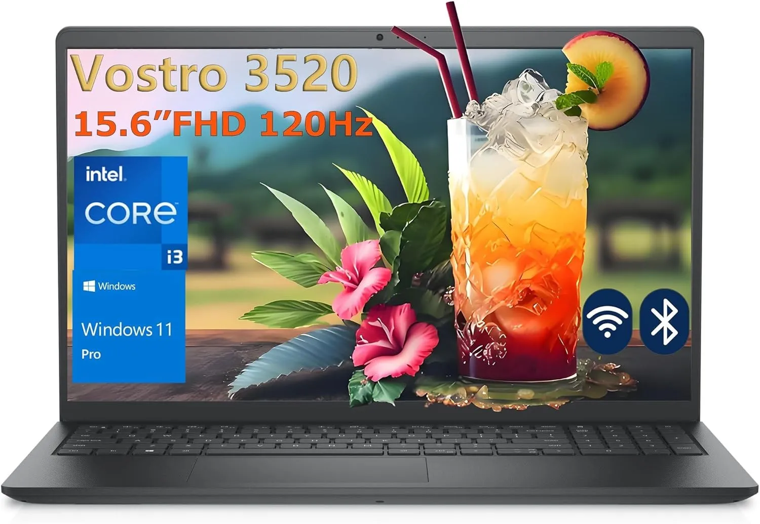 Dell Vostro 3520 15 15.6" 120Hz FHD Business Laptop Computer, 12th Gen Intel 6-Core Processor (Beat i5-1135G7), 32GB DDR4 RAM, 1TB PCIe SSD, WiFi, Bluetooth, RJ45, HDMI, Carbon Black, Windows 11 Pro