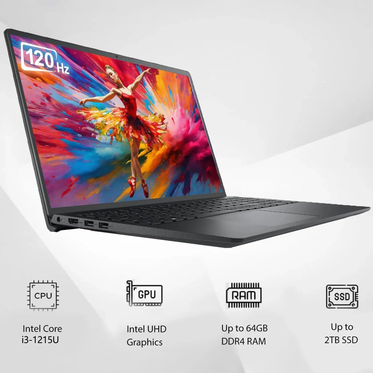 Dell Vostro 3520 15 15.6" 120Hz FHD Business Laptop Computer, 12th Gen Intel 6-Core Processor (Beat i5-1135G7), 32GB DDR4 RAM, 1TB PCIe SSD, WiFi, Bluetooth, RJ45, HDMI, Carbon Black, Windows 11 Pro