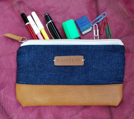 Denim & Vegan leather - Multi-purpose pouch
