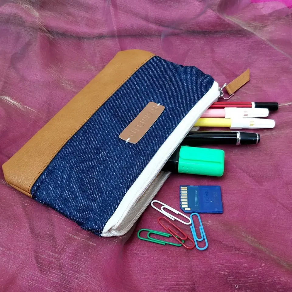 Denim & Vegan leather - Multi-purpose pouch