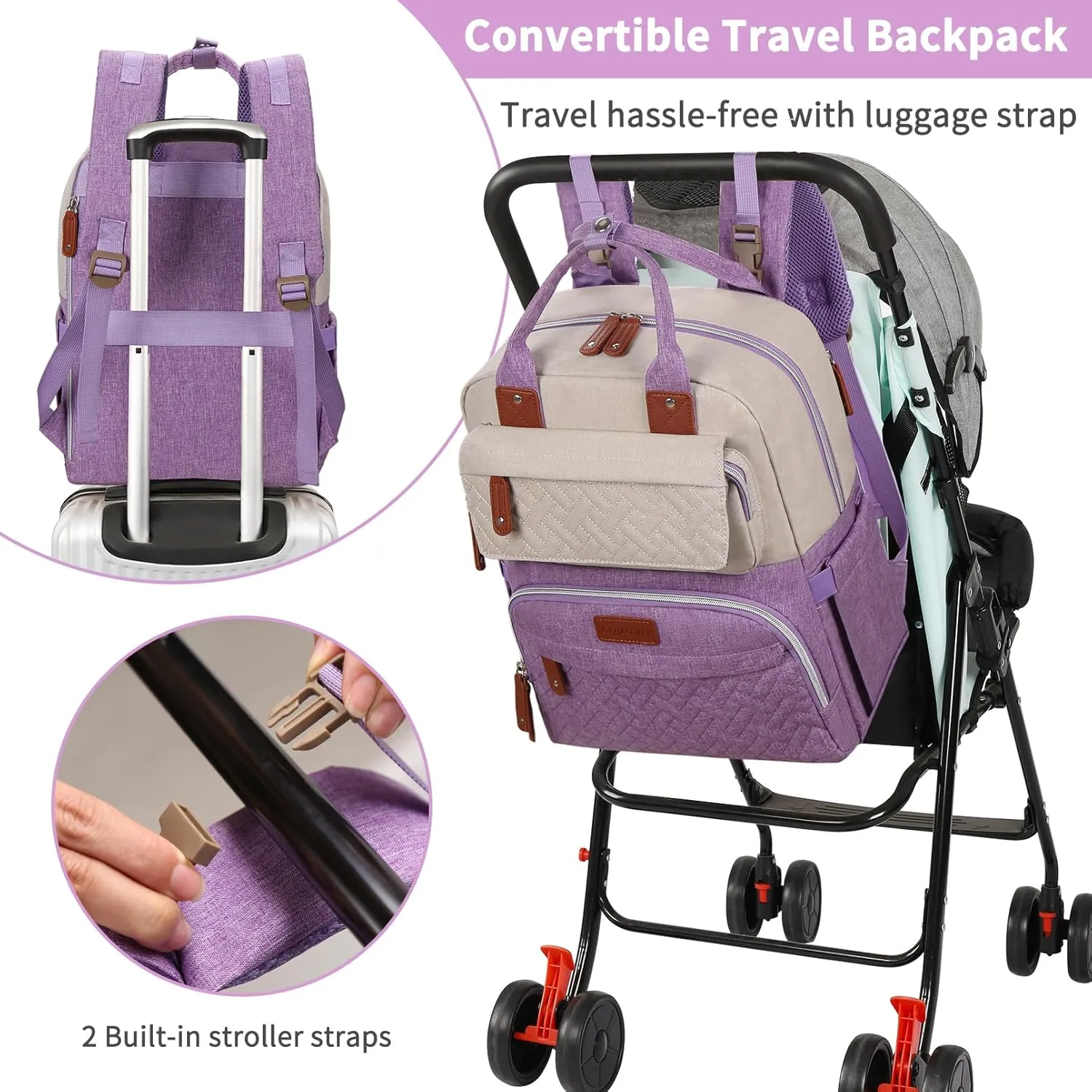 Diaper Bag Backpack, Baby Nappy Diaper Bag, Large Unisex Baby Bags for Boys Girls, Multipurpose Travel Back Pack for Moms Dads with Insulated Pockets and Stroller Straps