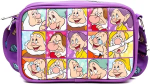 Disney Bag, Crossbody, Rectangle, Snow White the Seven Dwarfs Expressions Blocks Purple, Vegan Leather