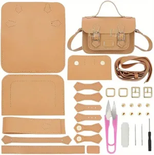 DIY Leather Crossbody Bag Kit - Women's PU Leather Shoulder Bag Craft Set with Tools and Instructions