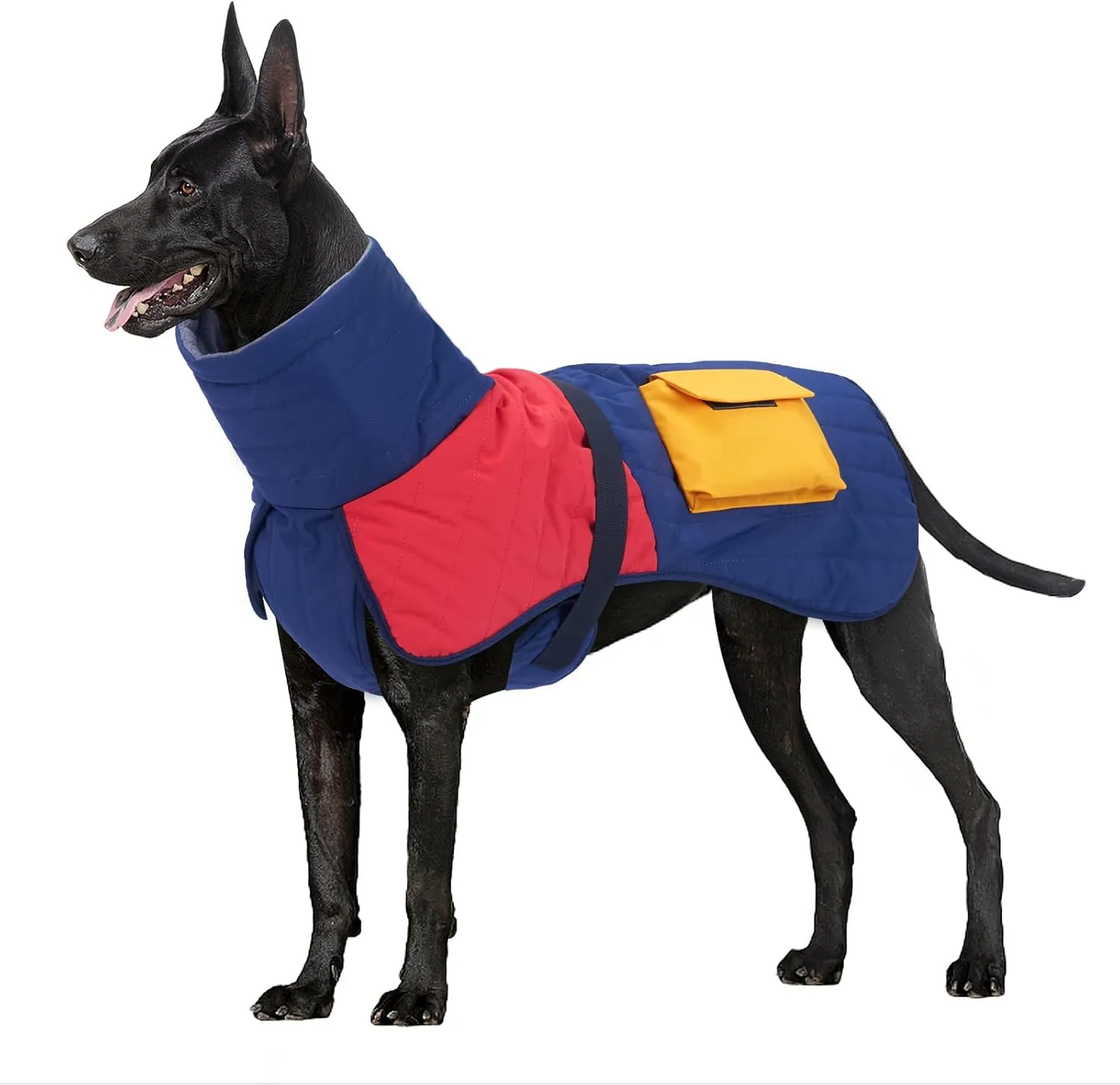 Dog Waterproof Windproof winter Jacket Vintage Style Outdoor Activities Outfit with Backpack Cotton-padded Coat Reflective Vest Clothes for Small Medium Large Dog (Blue, X-Large)
