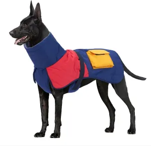 Dog Waterproof Windproof winter Jacket Vintage Style Outdoor Activities Outfit with Backpack Cotton-padded Coat Reflective Vest Clothes for Small Medium Large Dog (Blue, X-Large)