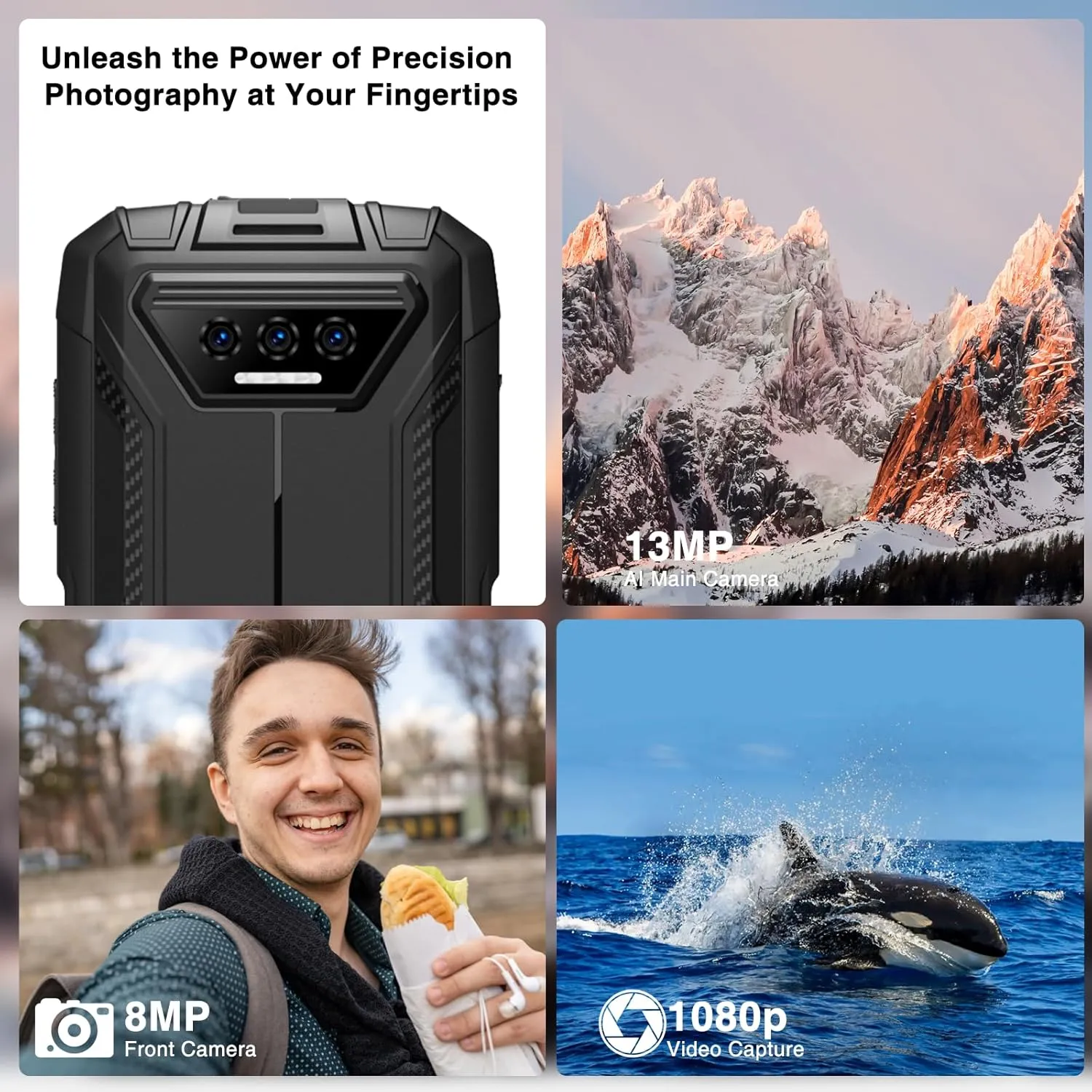 DOOGEE S41T Rugged Phone Unlocked 2025,Android 14 6300mAh Battery,8GB 64GB,4G Dual Sim Rugged Smartphone,13MP Camera,IP68 Waterproof Cell Phone,Face Unlock,NFC/T-Mobile