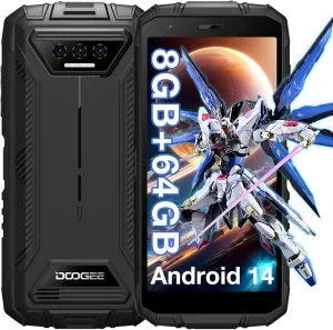 DOOGEE S41T Rugged Phone Unlocked 2025,Android 14 6300mAh Battery,8GB 64GB,4G Dual Sim Rugged Smartphone,13MP Camera,IP68 Waterproof Cell Phone,Face Unlock,NFC/T-Mobile