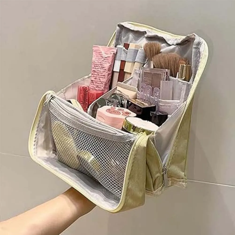 Doresty Makeup Bag Large, Doresty Makeup Bag Set, Upright Cosmetic Organizer – Portable, Large Capacity, Portable Vertical Opening Cosmetic Organizer with Compartments (Black)