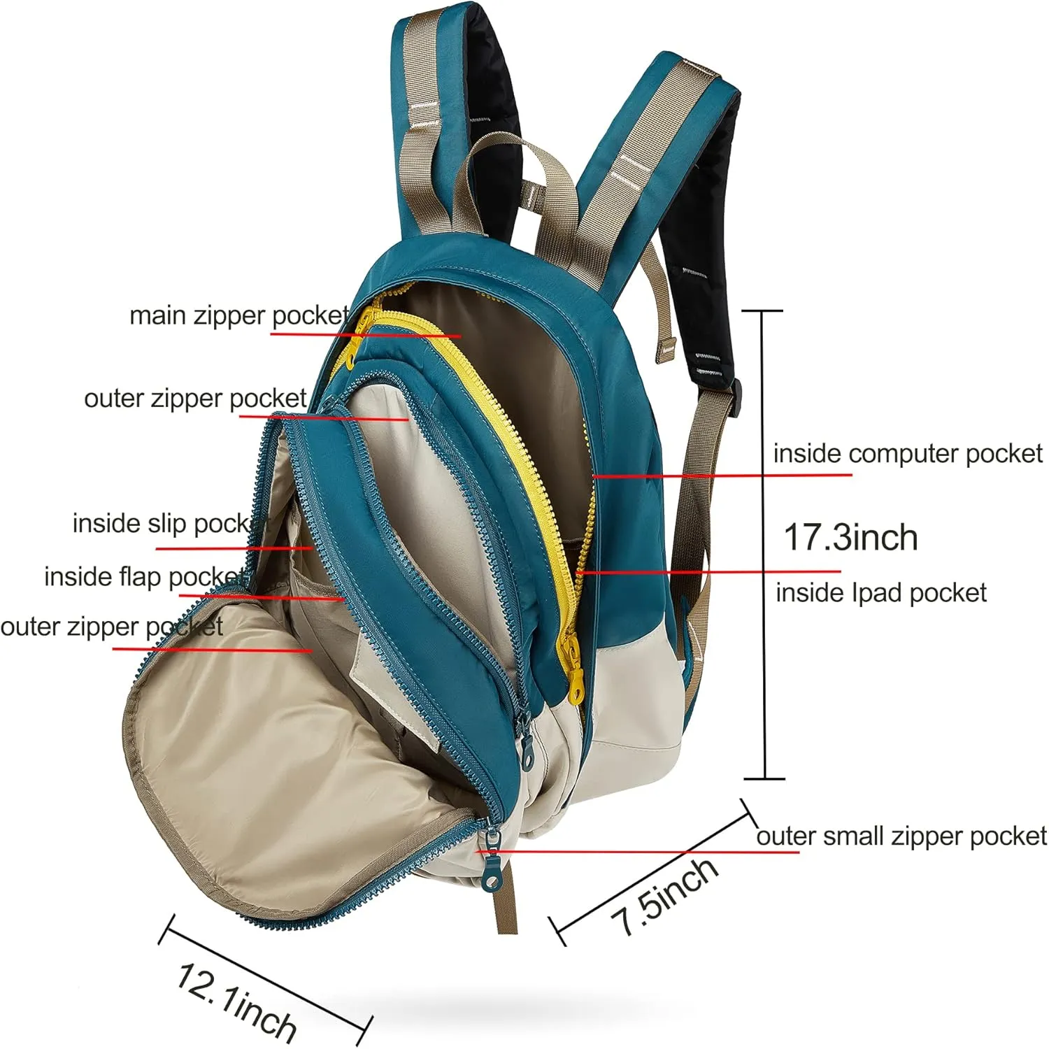 DORIS&JACKY UNISEX Campus Backpack Large Capacity Travel Casual Daypack For Women (Blue)