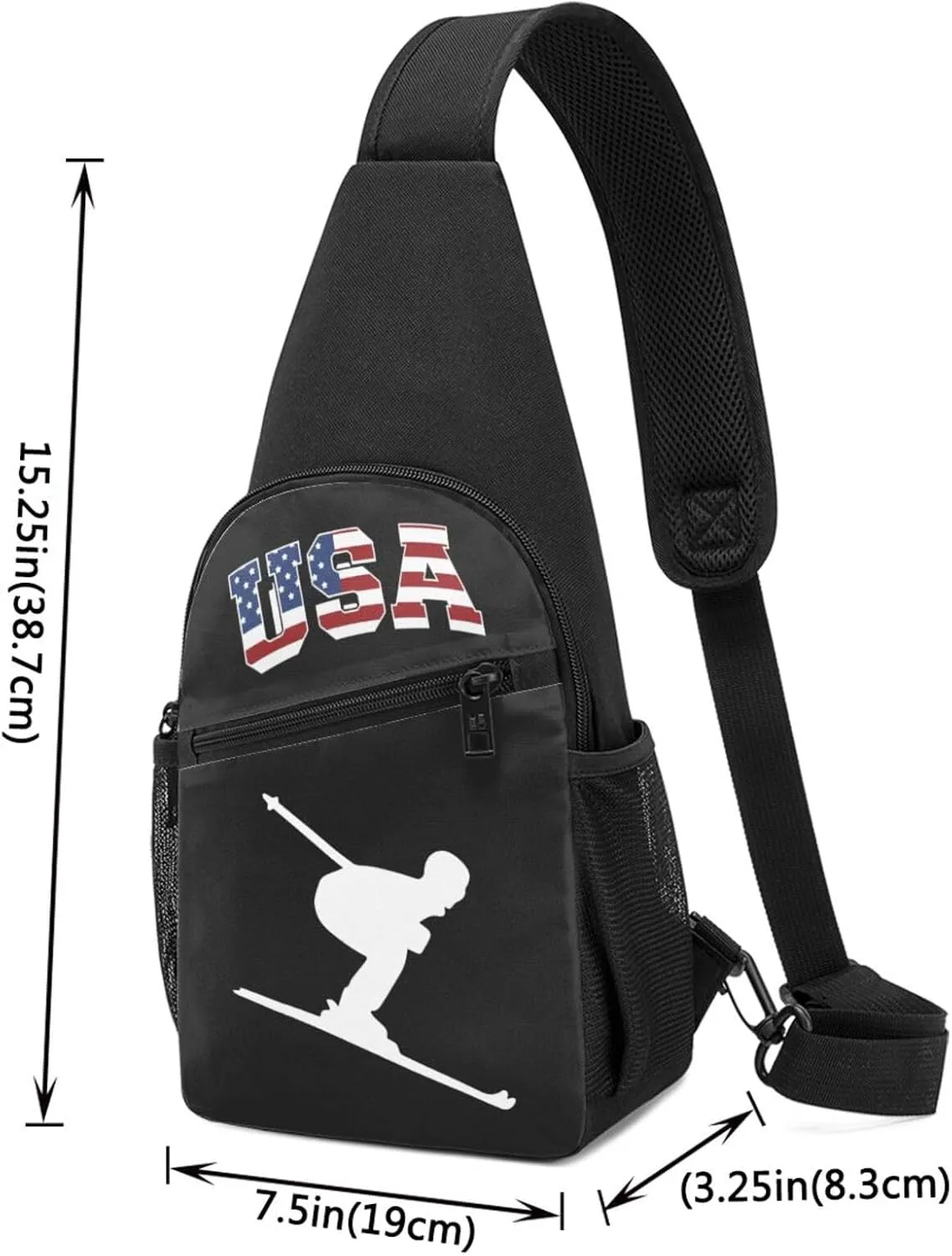 Downhill Skiing,Casual one-shoulder crossbody chest bag, fashionable crossbody chest bag