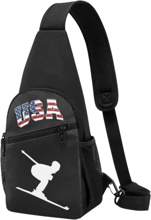 Downhill Skiing,Casual one-shoulder crossbody chest bag, fashionable crossbody chest bag