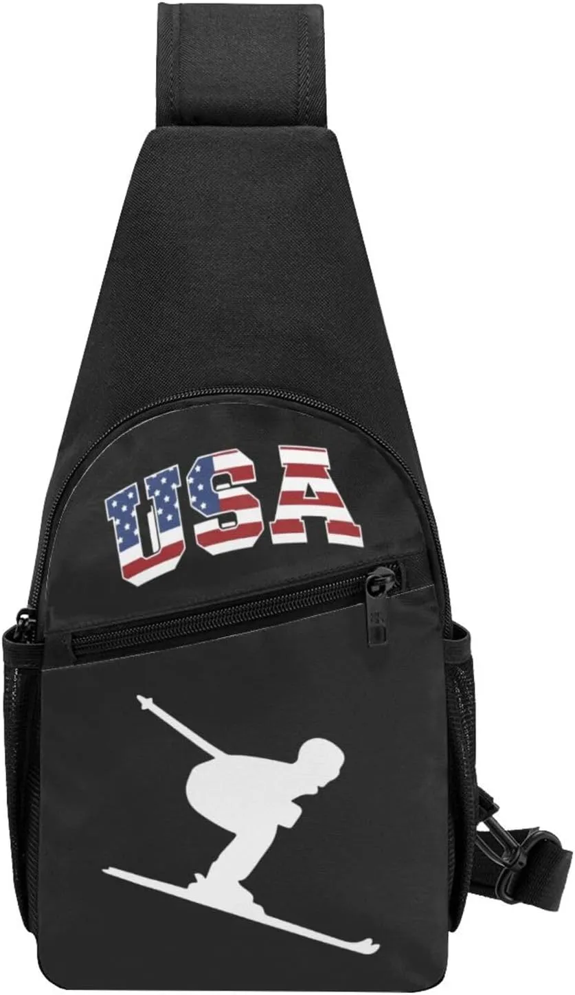 Downhill Skiing,Casual one-shoulder crossbody chest bag, fashionable crossbody chest bag