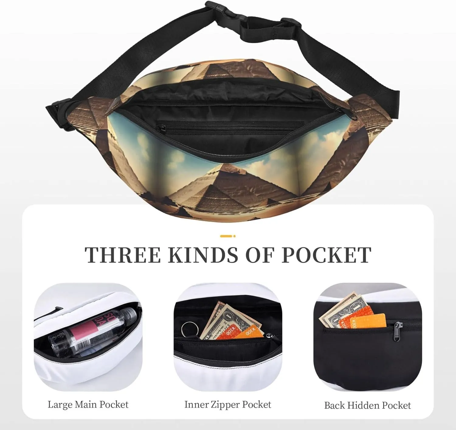 Dreaming of the Pyramids of Khufu Fashion Crossbody Appearance High capacity outdoor with Adjustable Comfortable Work Leisure Versatile