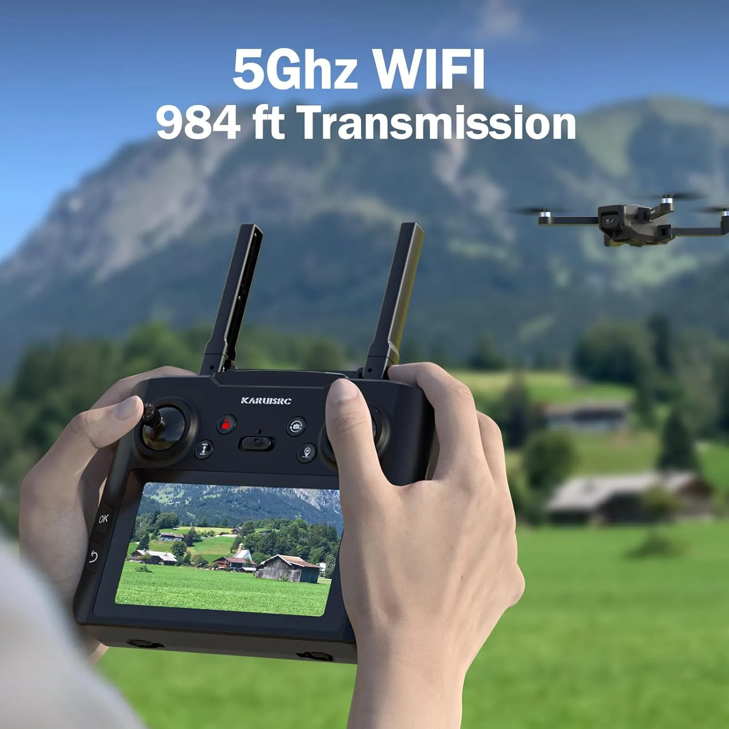 Drone with Camera Adult, 4.5 Inch LCD Screen RC, 32G SD Card with Professional GPS, FPV Drone with Auto Return Follow Me for Beginner, Long range for Modular battery, Handbag under 250g
