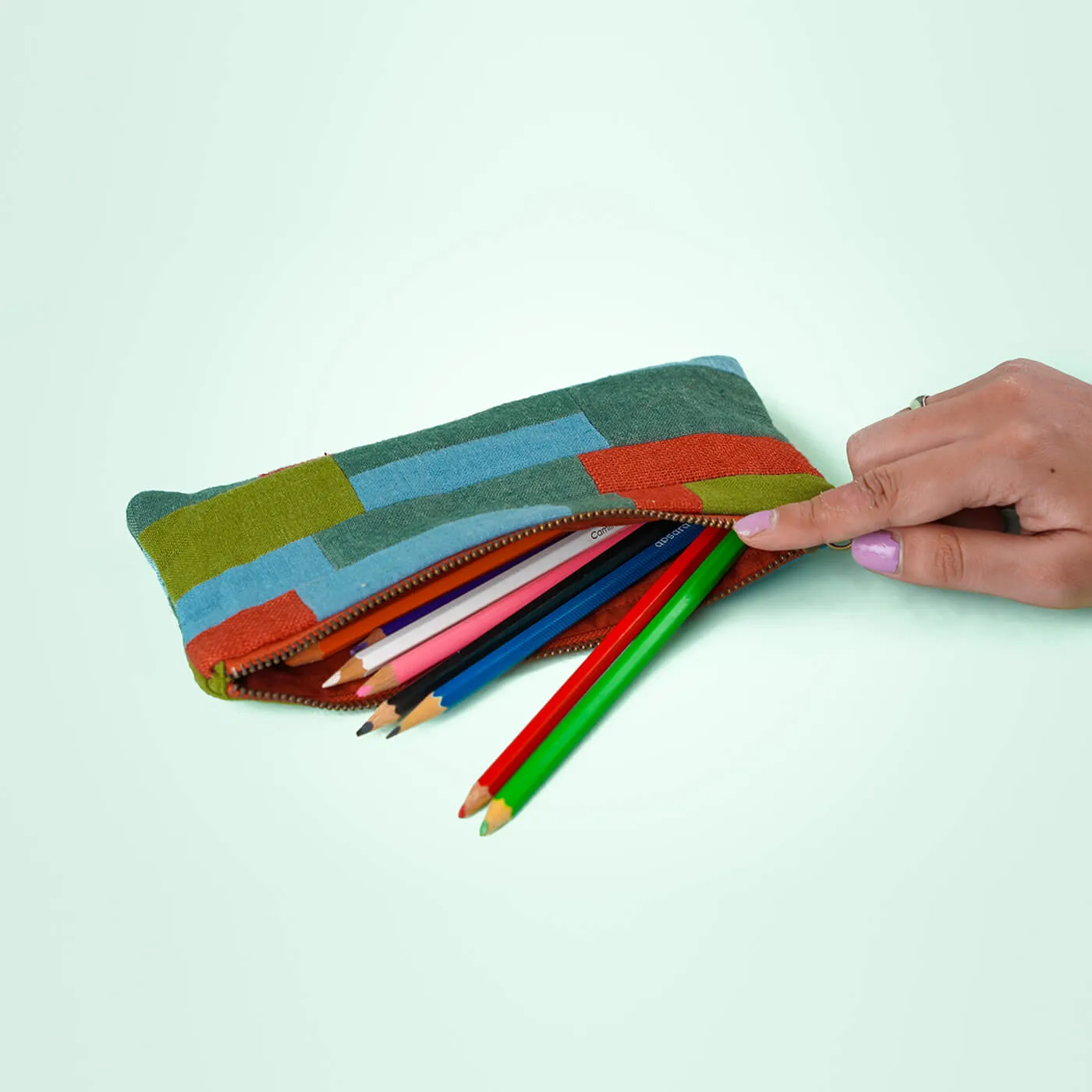 Earthy Repurposed Multi-use Patchwork Pouch
