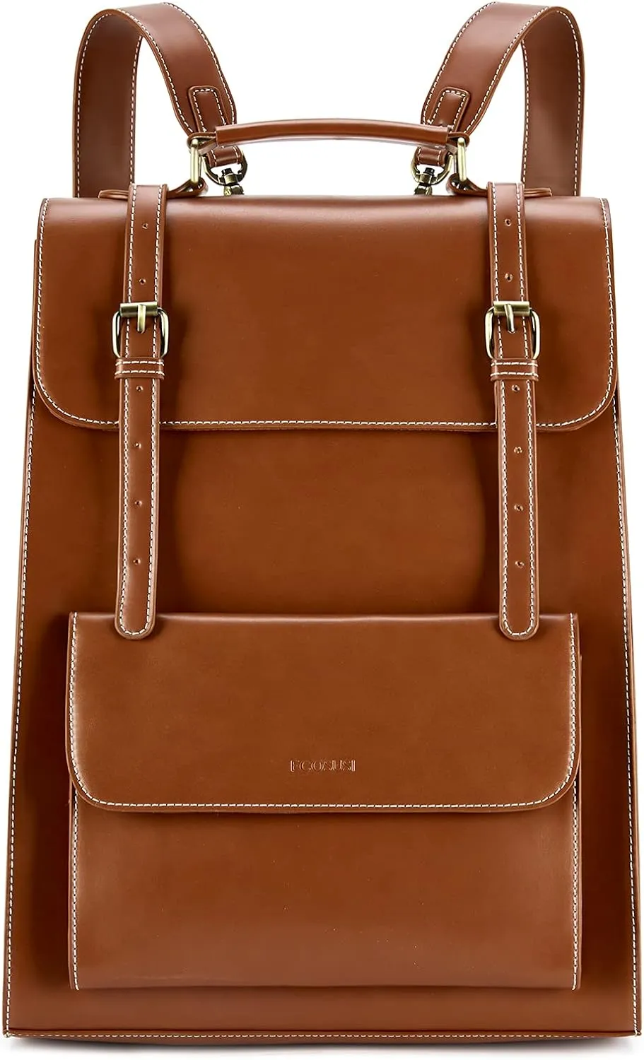 ECOSUSI Laptop Backpack for Women PU Leather Backpack Vintage for Laptop 15.6 inches Computer Bag College Bookbag