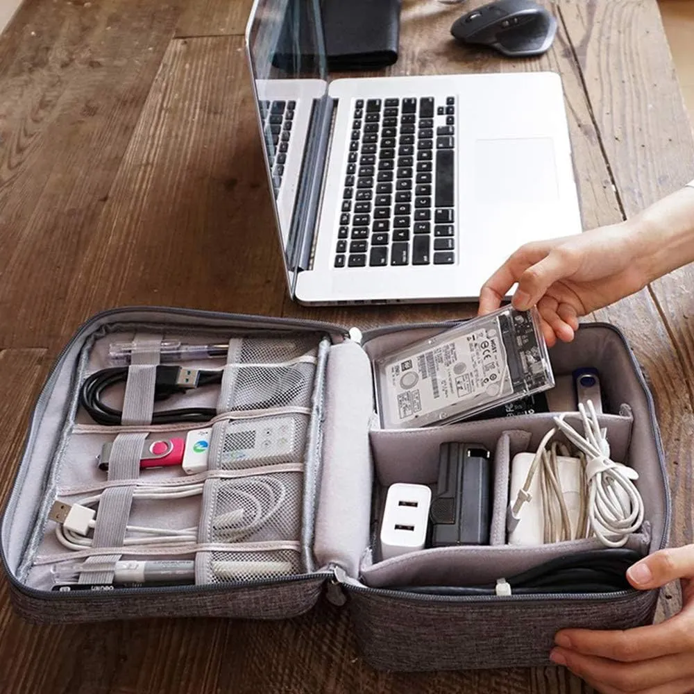 Electronics Accessories Organizer Bag, Electronic Organizer Travel Universal Cable Organizer Electronics Accessories Cases for Cable,Charger, Phone, USB, SD Card, Business Travel Gadget Bag, Dark Blue