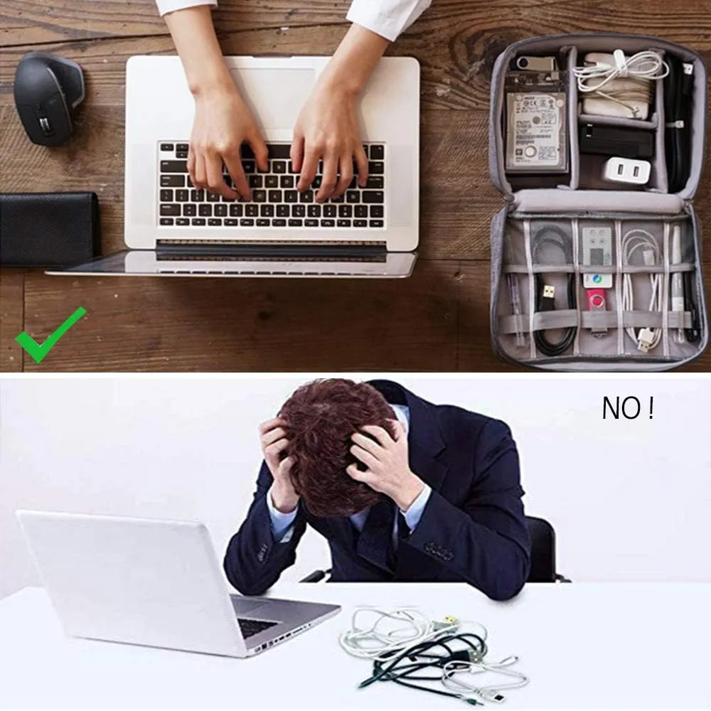 Electronics Accessories Organizer Bag, Electronic Organizer Travel Universal Cable Organizer Electronics Accessories Cases for Cable,Charger, Phone, USB, SD Card, Business Travel Gadget Bag, Dark Blue