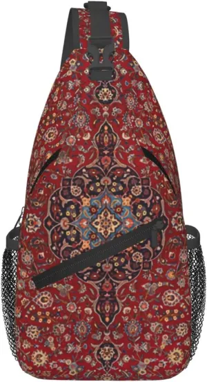 Elegant Retro Modern Vintage Persian Sling Bag Crossbody Sling Backpack For Women Men Travel Hiking Daypack Chest Shoulder Bag