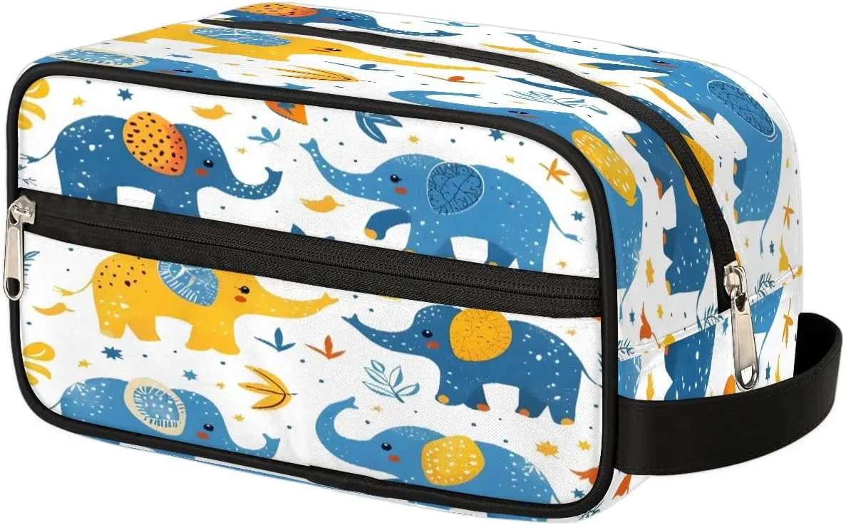 Elephant Land Travel Toiletry Bag Wash Bag Portable Cosmetic Bag Toiletries Accessories Cosmetic Storage Bag Shower Shaving Bag Unisex Cute Elephant