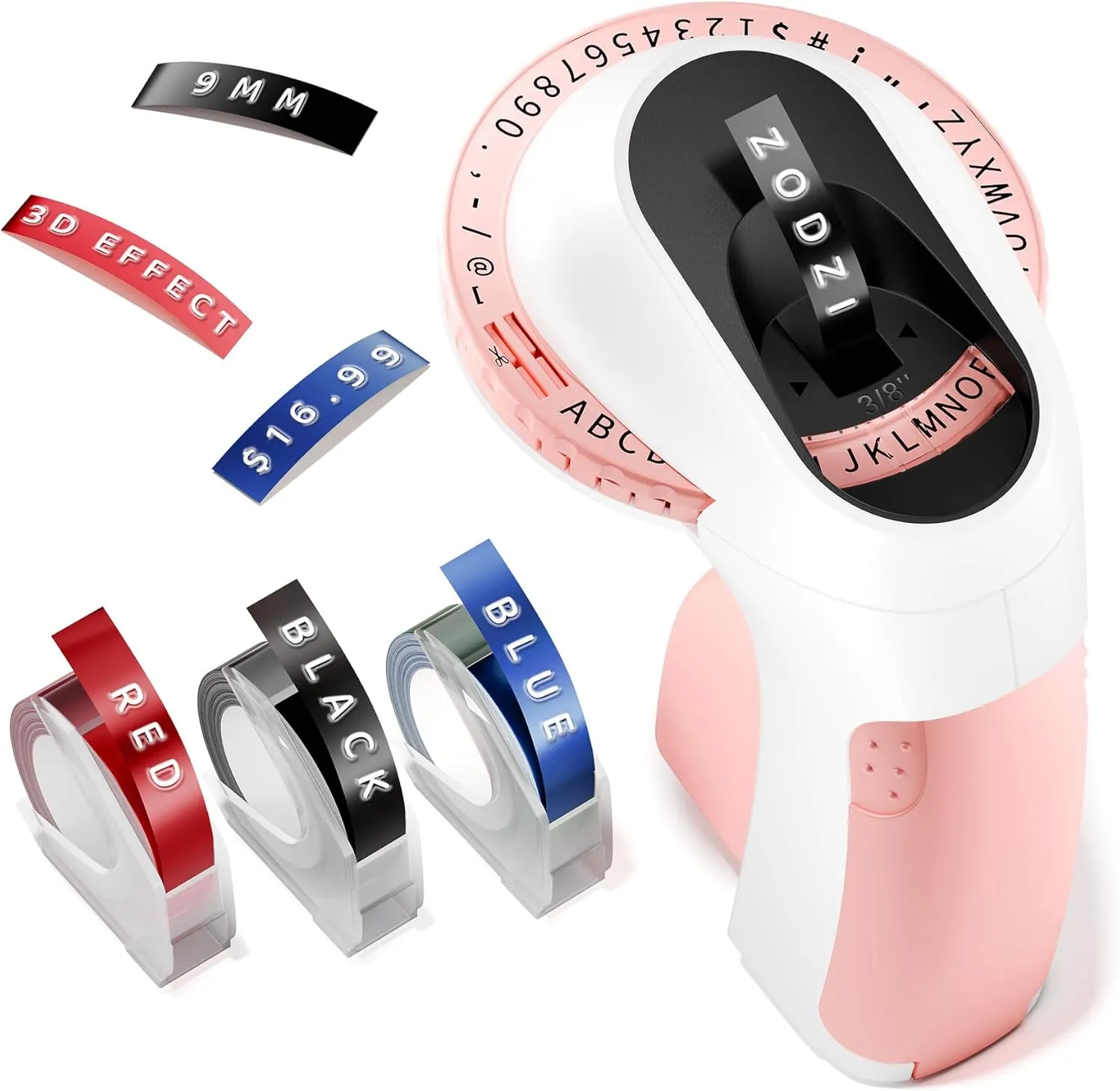 Embossing Label Maker Machine with Tapes,Embossed Retro Label Maker ,Vintage Label Machine,Manual Embosser Old School with 3 Rolls 3D Embossing Tapes Portable for Home Office Kids DIY Crafting - Pink