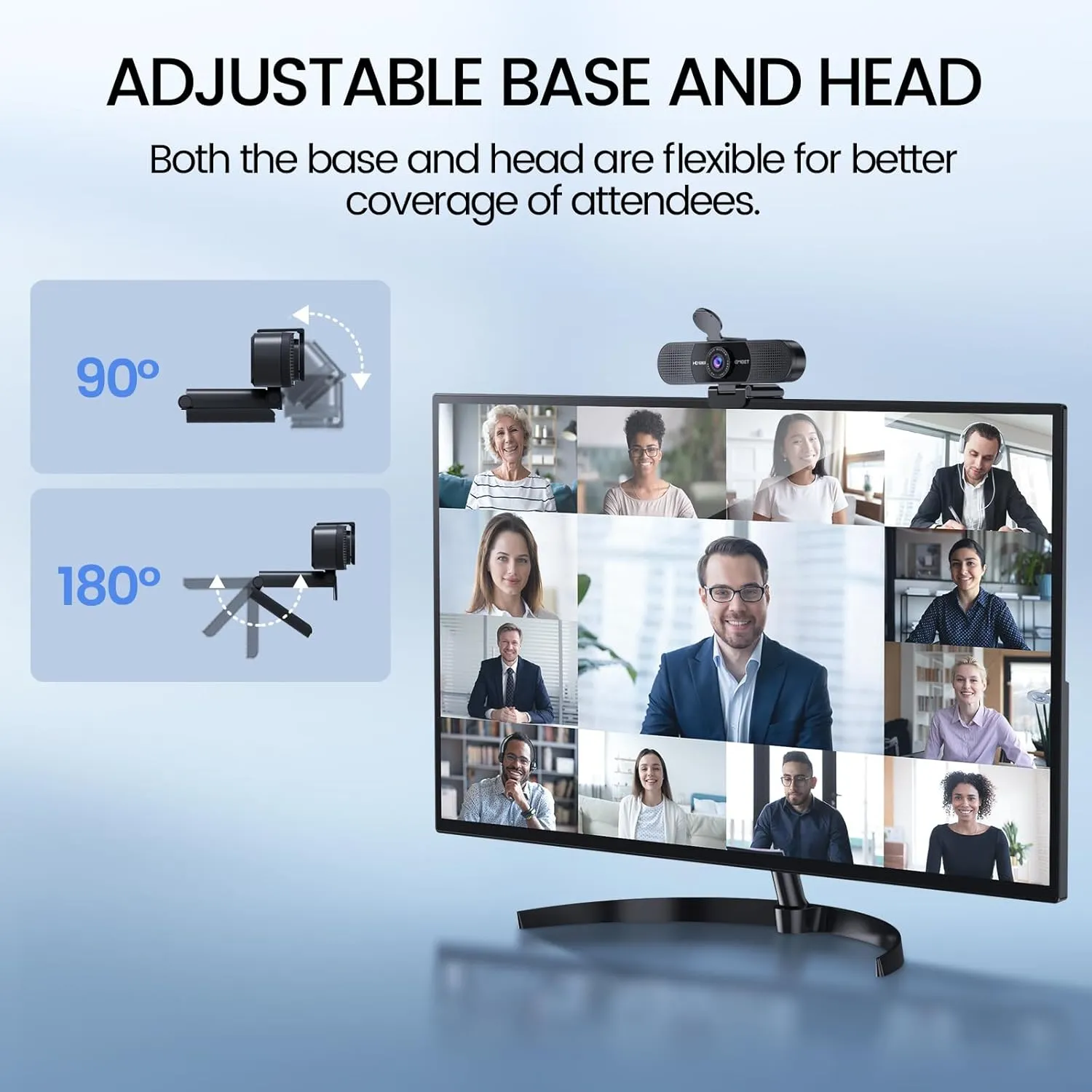 EMEET 1080P Webcam with Microphone, C960 Web Camera, 2 Mics, 90° FOV, USB Type-A & A-to-C Adapter, Plug&Play Computer Camera for Online Calling/Conferencing, Zoom/Teams/Facetime/YouTube, 2025 Version