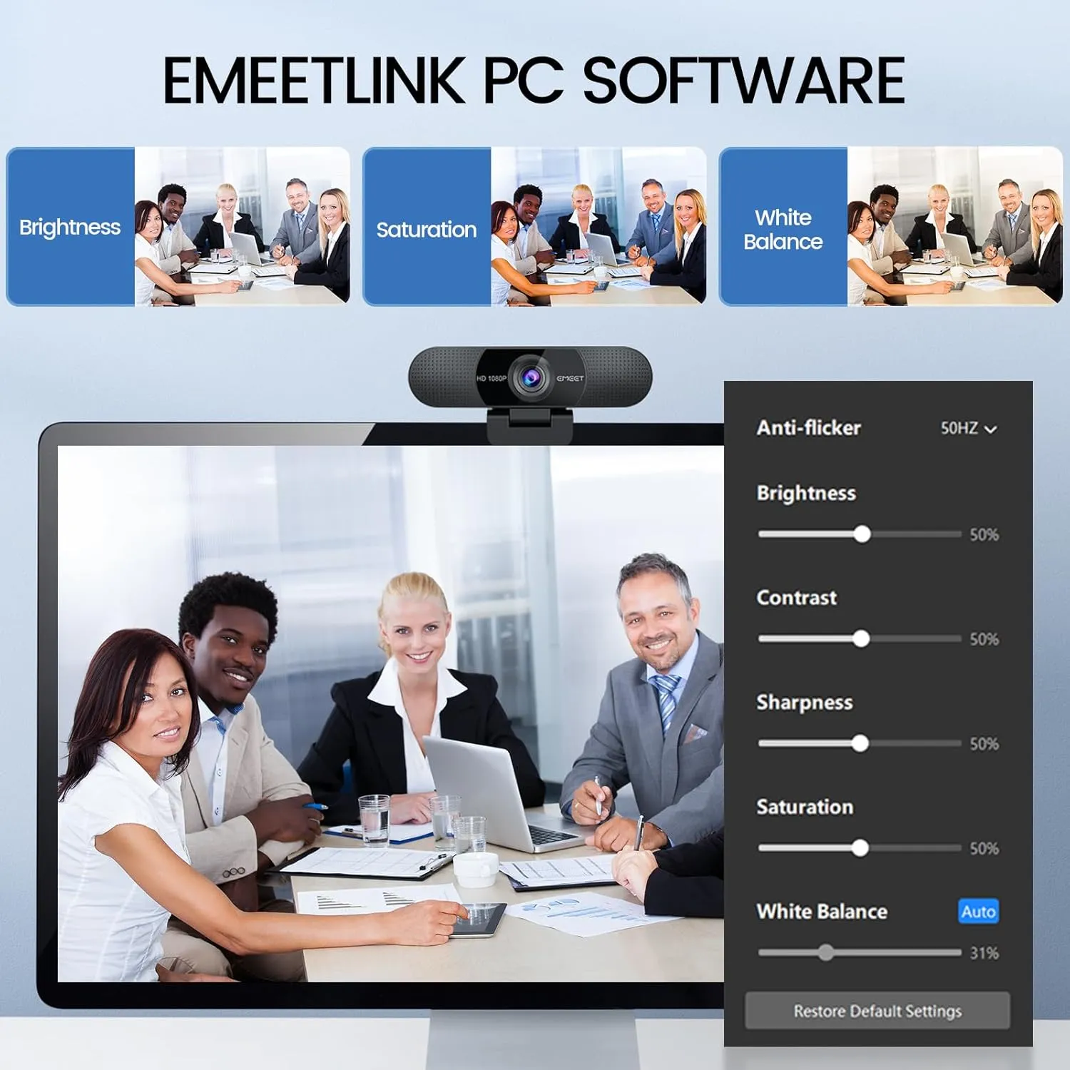 EMEET 1080P Webcam with Microphone, C960 Web Camera, 2 Mics, 90° FOV, USB Type-A & A-to-C Adapter, Plug&Play Computer Camera for Online Calling/Conferencing, Zoom/Teams/Facetime/YouTube, 2025 Version