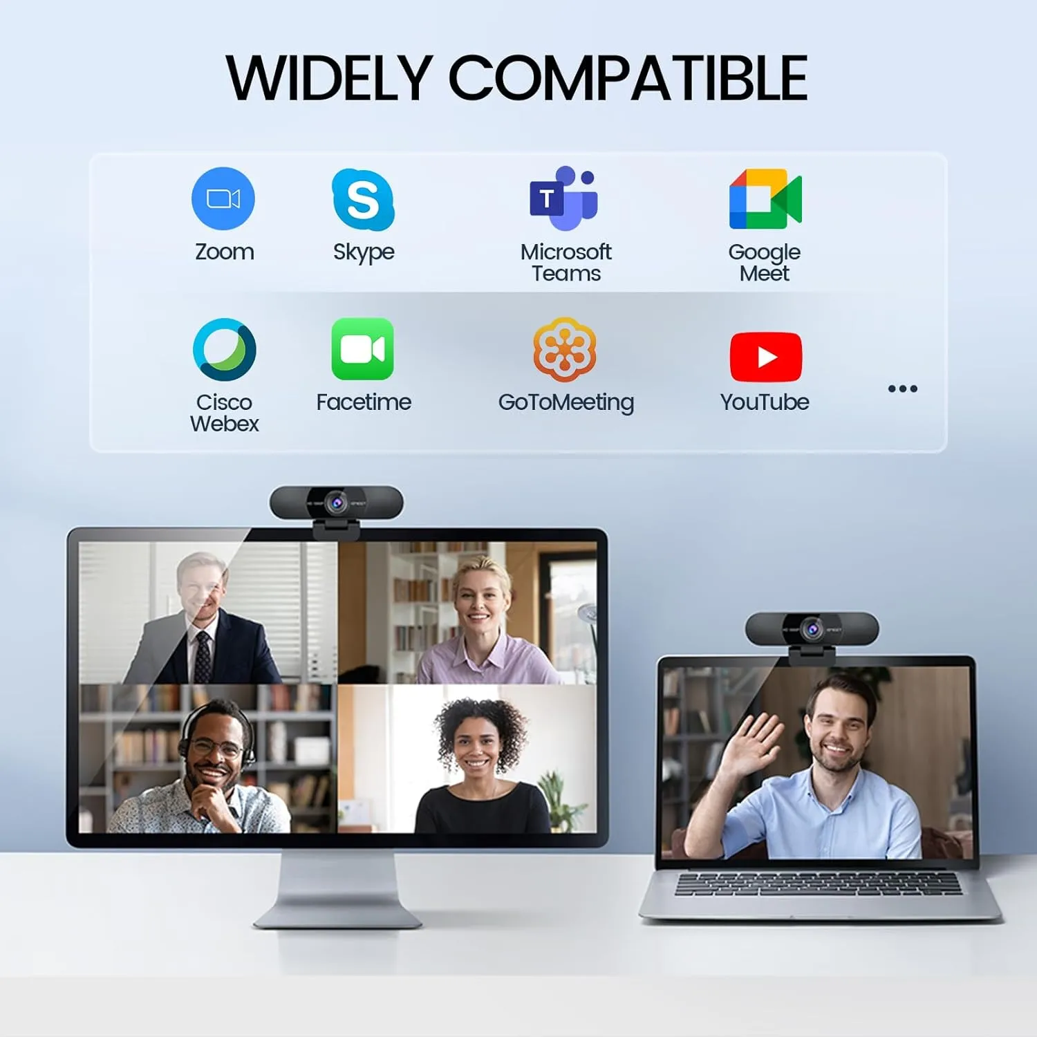EMEET 1080P Webcam with Microphone, C960 Web Camera, 2 Mics, 90° FOV, USB Type-A & A-to-C Adapter, Plug&Play Computer Camera for Online Calling/Conferencing, Zoom/Teams/Facetime/YouTube, 2025 Version