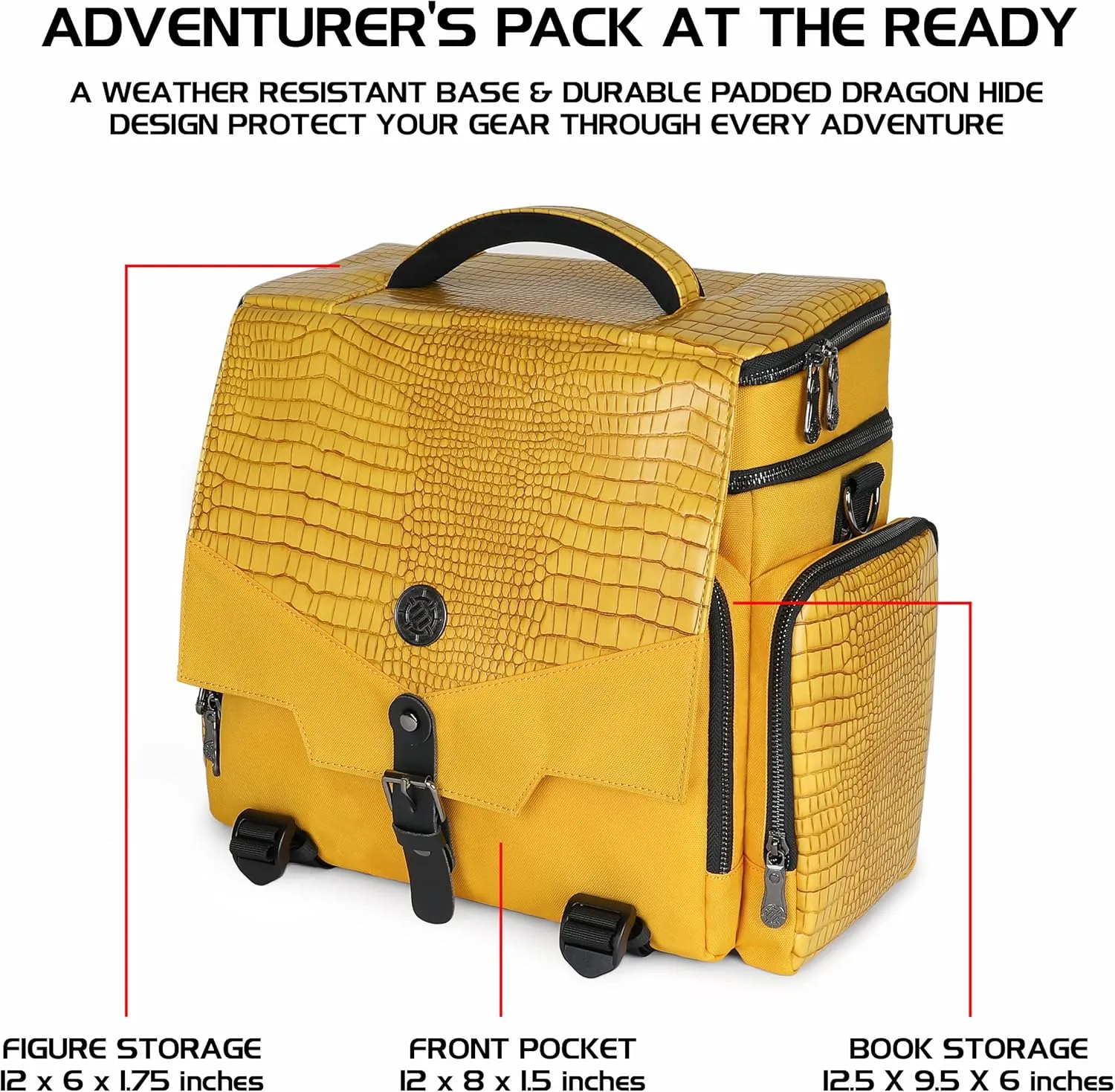 ENHANCE Collector's Edition RPG Adventurer's DND Bag - Outdoor Dragon Skin Travel Bag with Miniature Storage Chest, Mat Holder, DND Dice and Token Pockets, Fits for 4