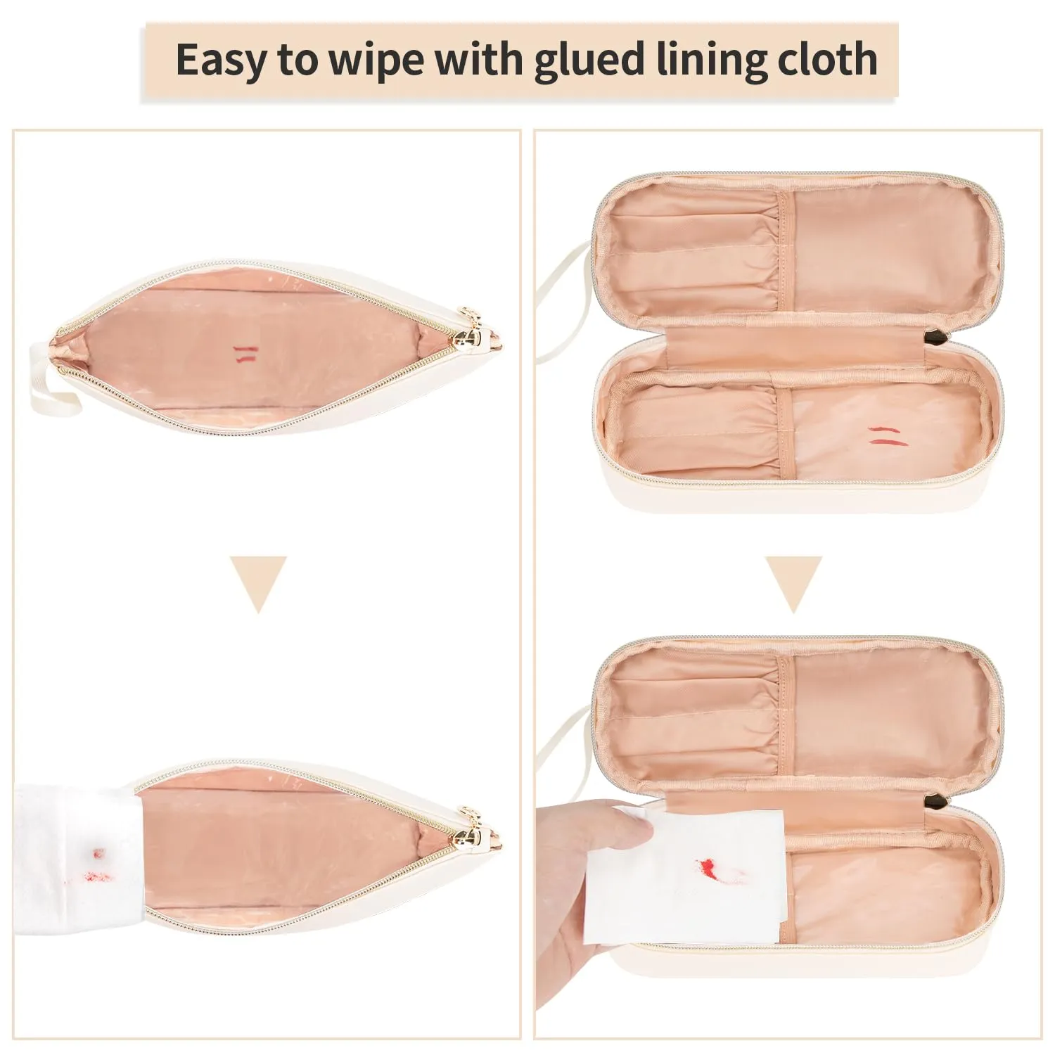 Ethereal Small Travel Makeup Bag, Cream Makeup Organizer Bag Ttravel Essentials for Women Makeup Bag for Purse Portable Makeup Pouch Cosmetic Bag
