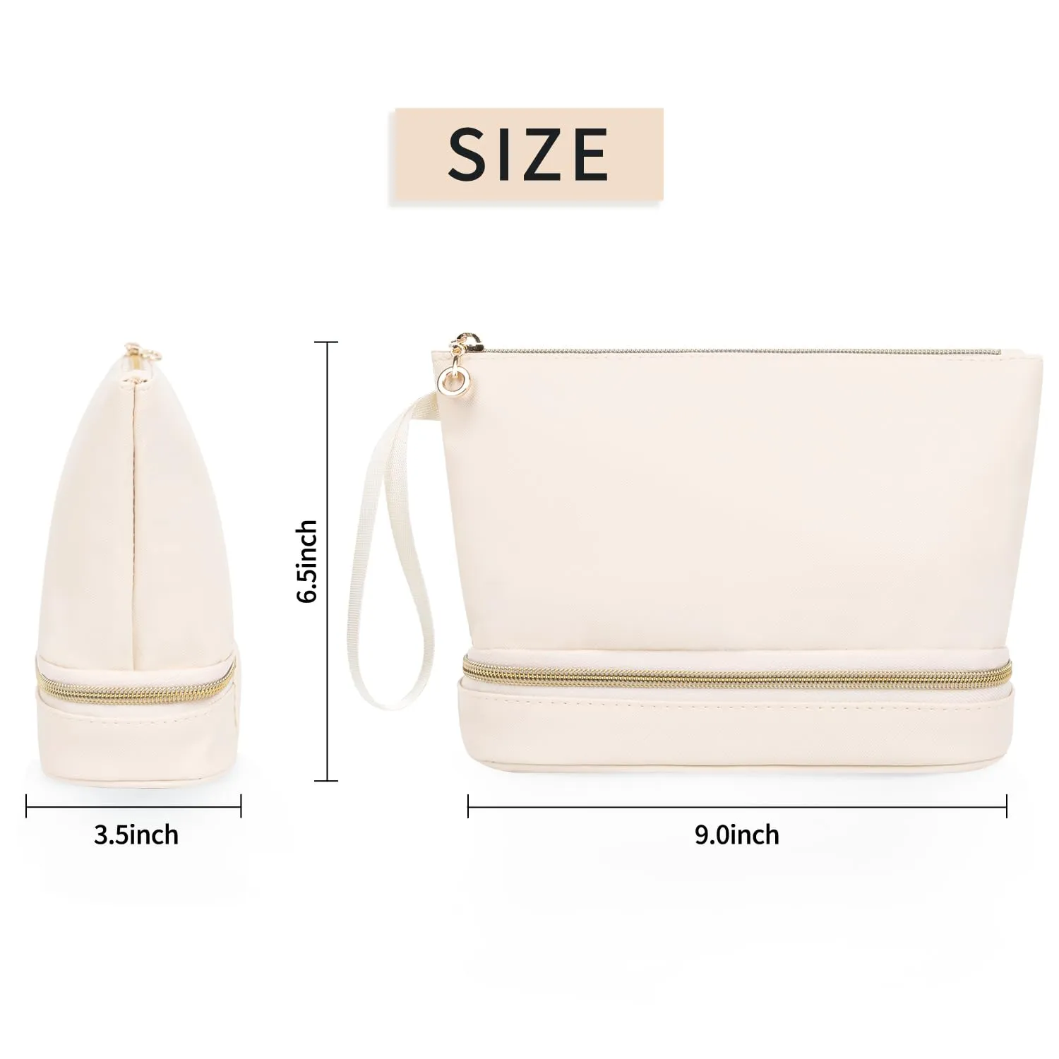 Ethereal Small Travel Makeup Bag, Cream Makeup Organizer Bag Ttravel Essentials for Women Makeup Bag for Purse Portable Makeup Pouch Cosmetic Bag