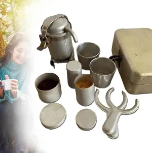 Extra Rare Vintage Camping Coffee Kit,Portable Travel Outdoor Coffees Serving Sets, Vintage Nostalgia Espress Pour Over Set,Nostalgia Gift for Coffee Lovers,Hiking Outdoor Adventures (2Set)