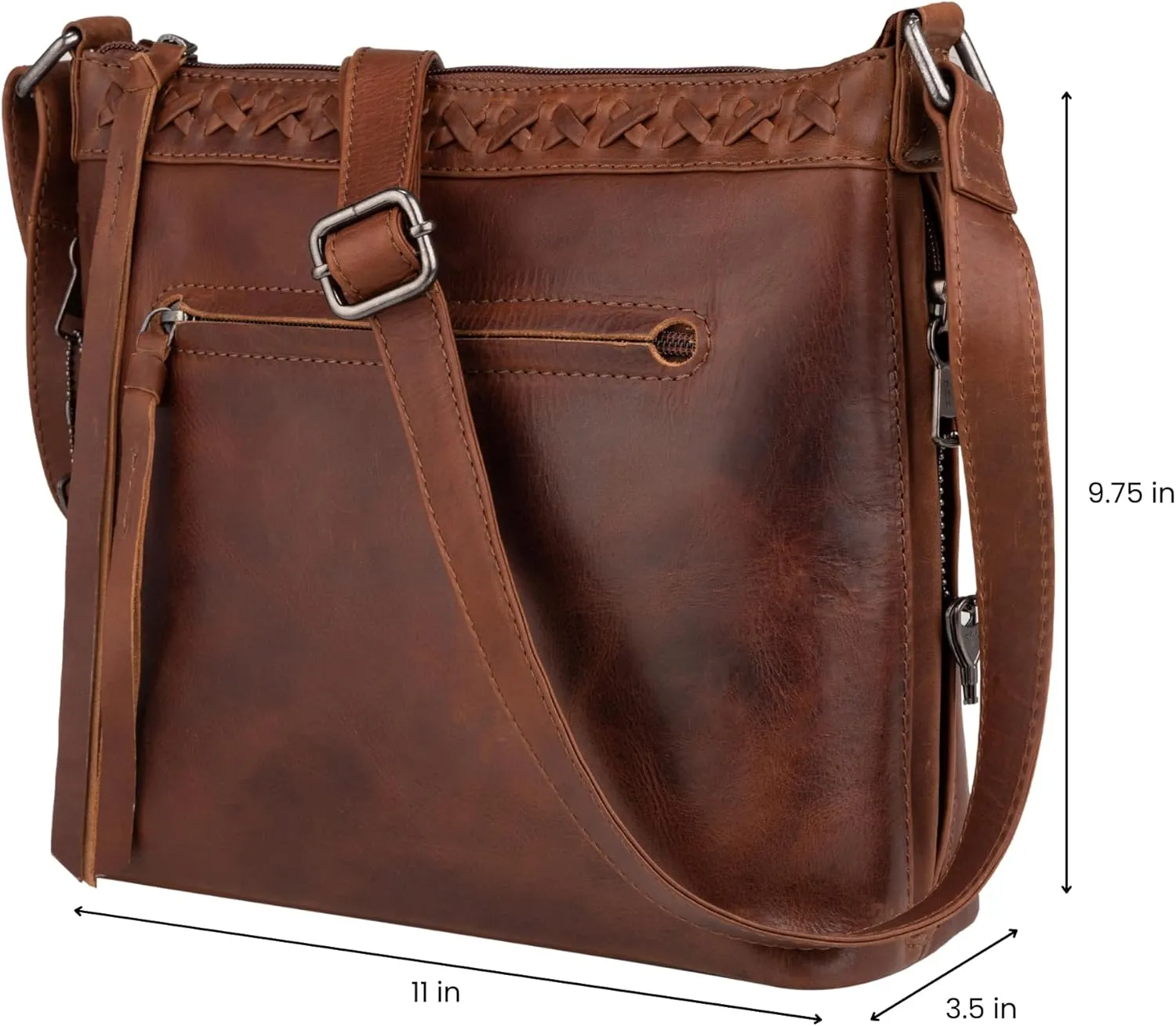 Faith Concealed Carry Crossbody Purse Genuine Leather Handbag with Locking Gun Compartment