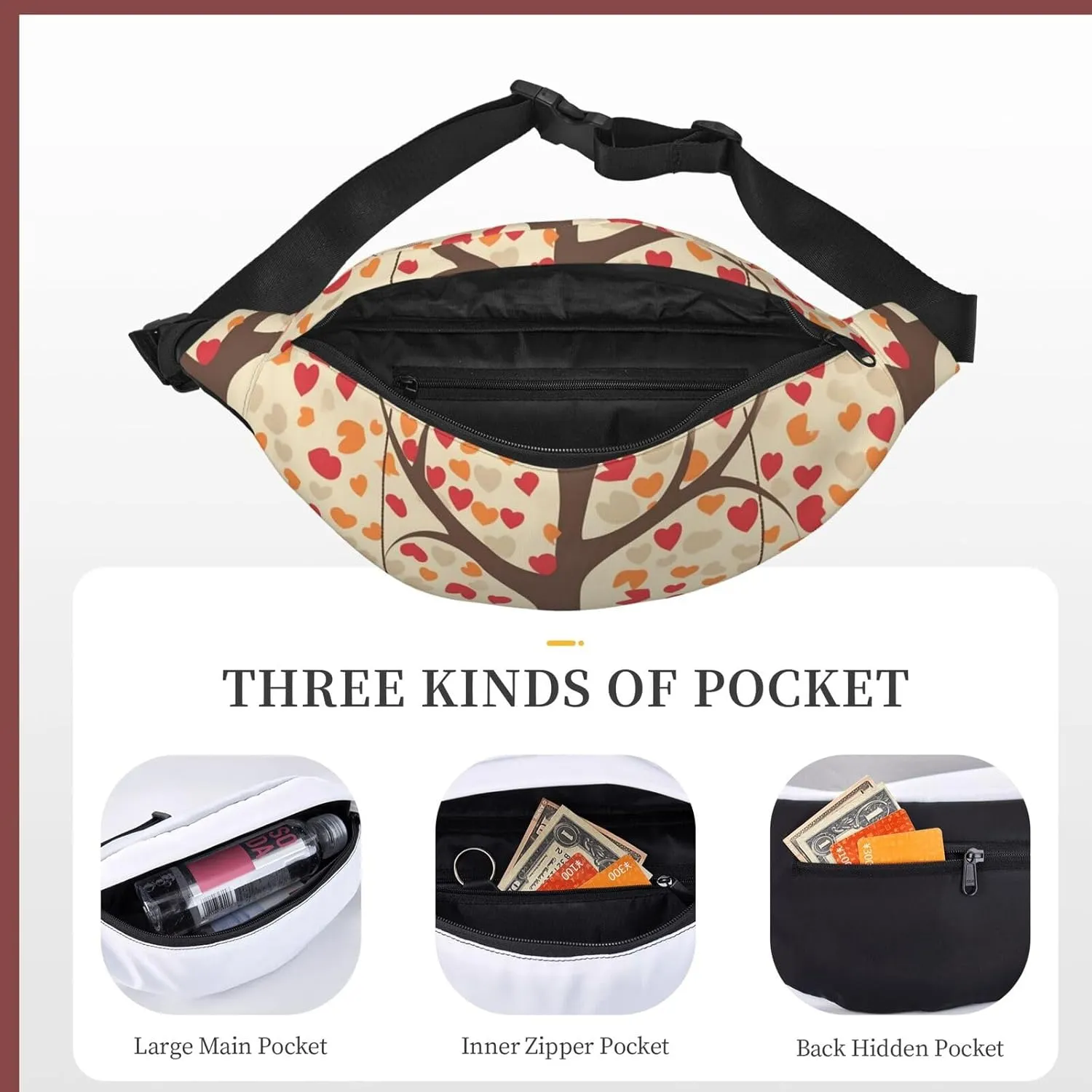 Fanny Packs For Women Men Waist Bag Waterproof Sport Belt Bag Tree With Birds On Swing Fashion Waist Pack Adjustable Crossbody Bags Zipper Bum Bag For Running Hiking Travel