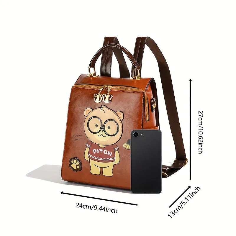 Fashionable Cute Bear Print Backpack