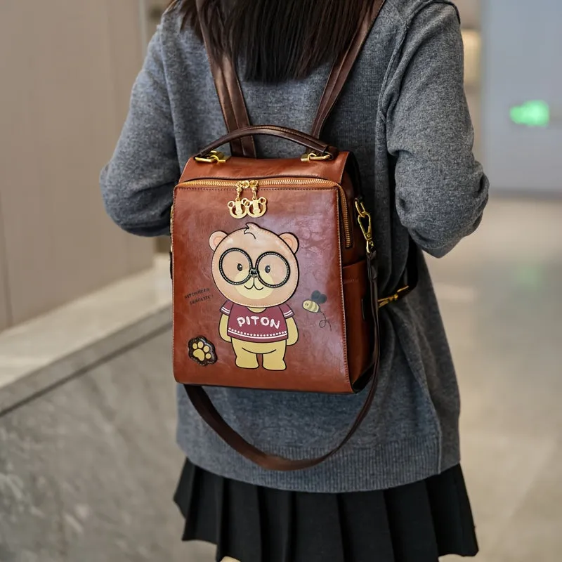Fashionable Cute Bear Print Backpack