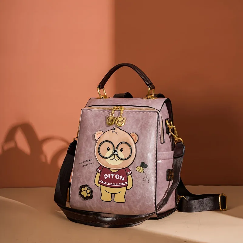 Fashionable Cute Bear Print Backpack