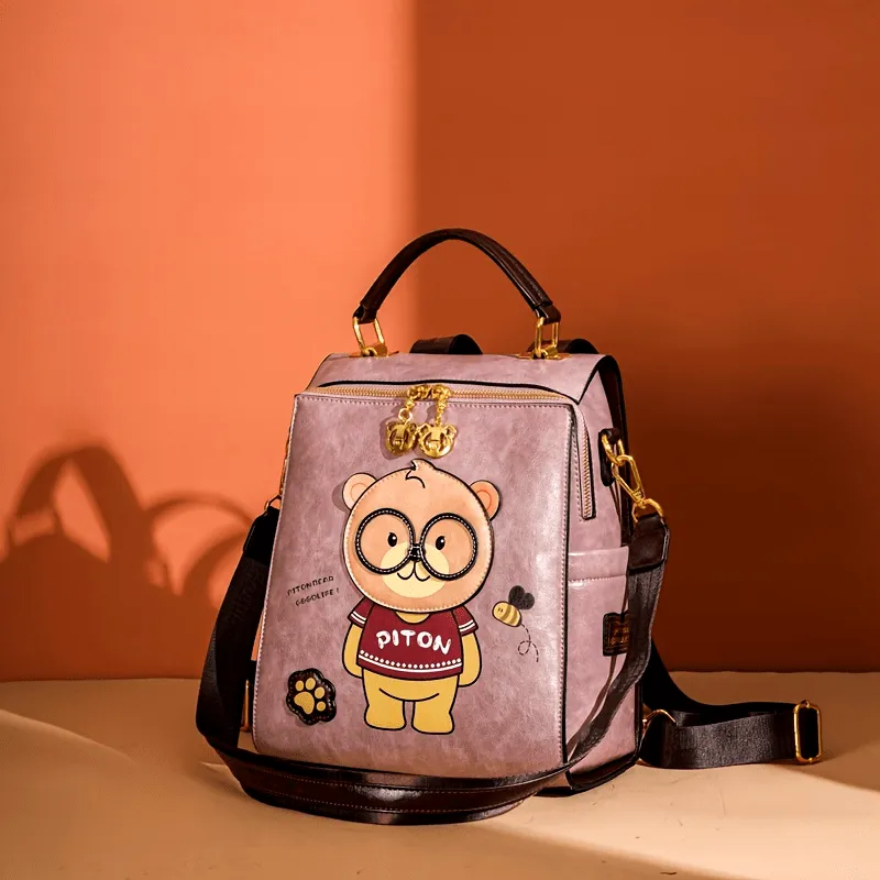 Fashionable Cute Bear Print Backpack