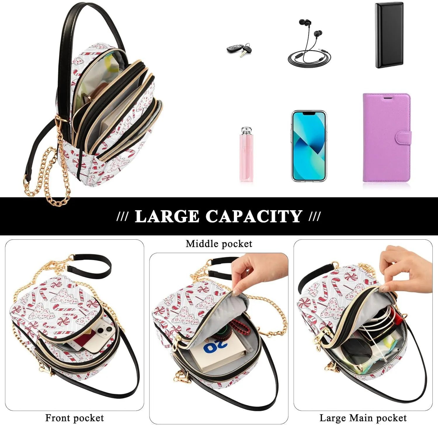 Festive Cell Phone Purse Crossbody Handbag Durable Shoulder Bag