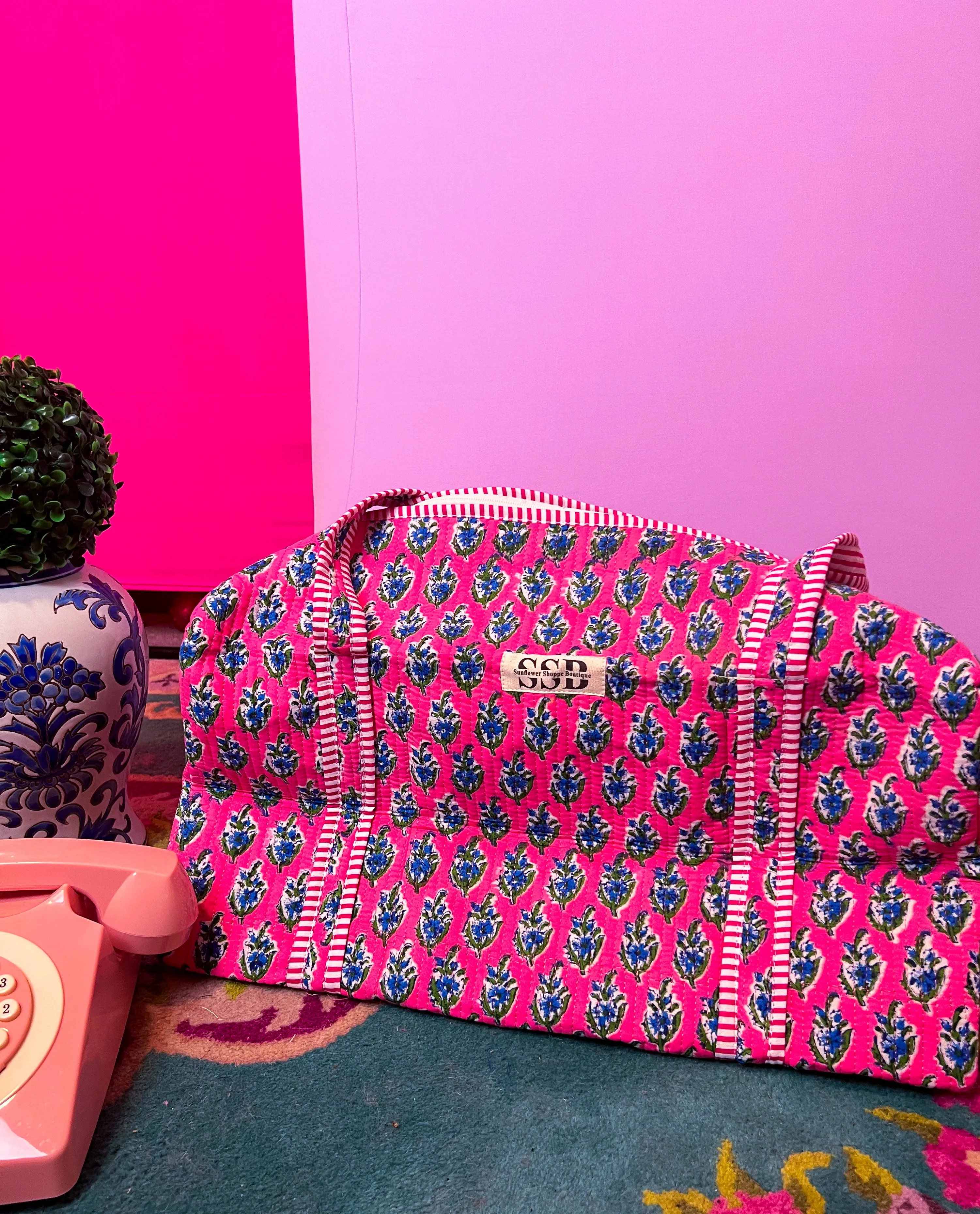Fields Of Pink SSB Quilted Duffle Bag