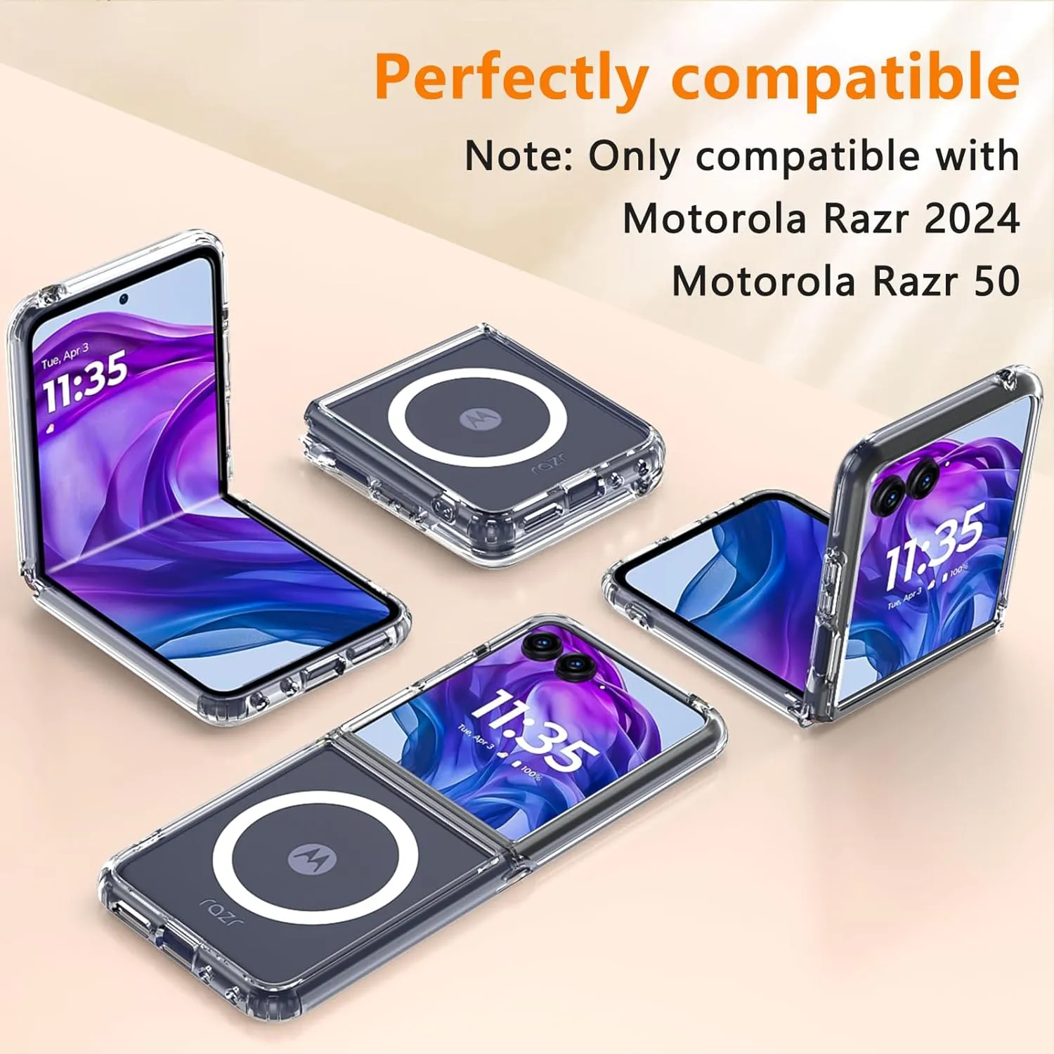 Fin2feel Magnetic for Moto Razr  Plus 2024/2025 Case, Motorola Razr 60 Ultra/50 Ultra/50s Ultra Case, Compatible with Mag-Safe, Transparent Shockproof Yellowing Anti-Scratch Cover,Clear
