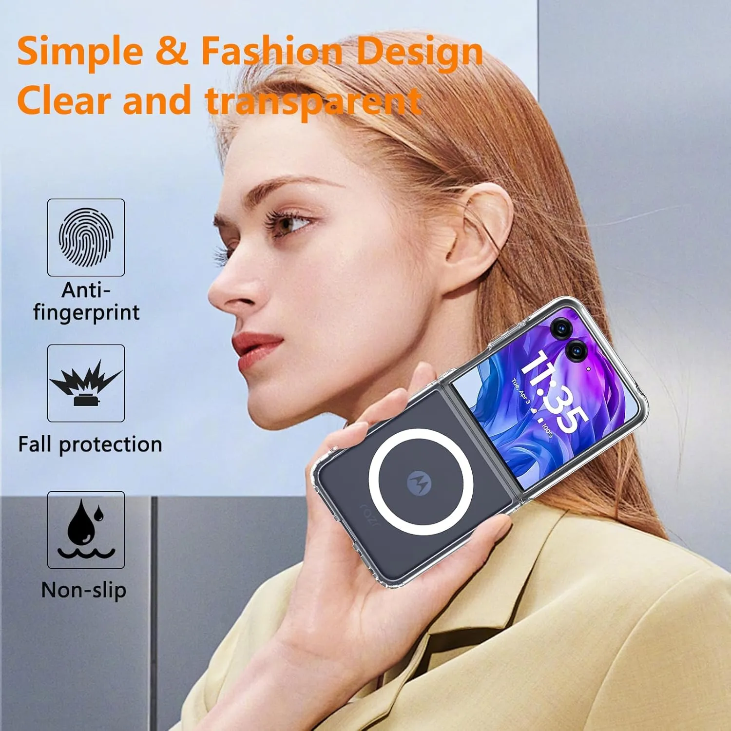 Fin2feel Magnetic for Moto Razr  Plus 2024/2025 Case, Motorola Razr 60 Ultra/50 Ultra/50s Ultra Case, Compatible with Mag-Safe, Transparent Shockproof Yellowing Anti-Scratch Cover,Clear
