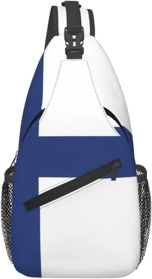 Finnish flag Multifunctional crossbody chest bag, travel hiking crossbody backpack, men's crossbody chest bag shoulder bag