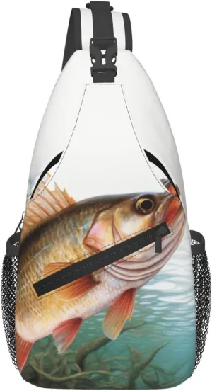fish Crossbody Bags for Men Women Fashion Sling Backpack Casual Chest Bag Travel Hiking Daypack