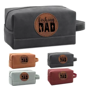 Fishing Dad, Bass Fishing, Fishing Hook, Fisherman Toiletry Bag for Men Handcrafted, Personalized Leather Dopp Kit for Men, Shaving Bag Cosmetic Bag